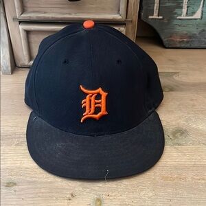 Detroit Tigers Fitted Hat MLB New Era 59FIFTY 100% Wool Black Size 7 1/4